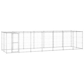 Outdoor Dog Kennel Galvanized Steel with Roof 182.3 ftÂ²