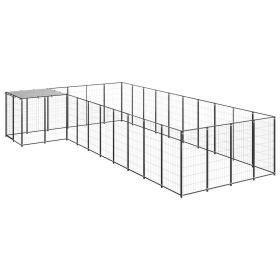 Dog Kennel Black 143.3 ftÂ² Steel