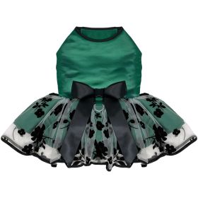Green and Black Satin Dress
