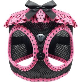 American River Choke Free Dog Harness Polka Dot Collection (Color/Design: Hot Pink & Black)