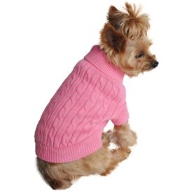 Combed Cotton Cable Knit Dog Sweater (Color/Design: Candy Pink)