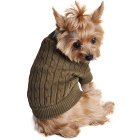 Combed Cotton Cable Knit Dog Sweater (Color/Design: Herb Green)