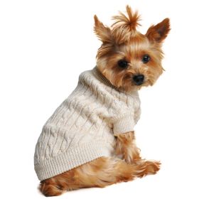 Combed Cotton Cable Knit Dog Sweater (Color/Design: Oatmeal)