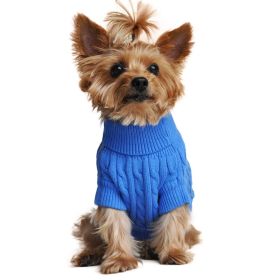 Combed Cotton Cable Knit Dog Sweater (Color/Design: Riverside Blue)