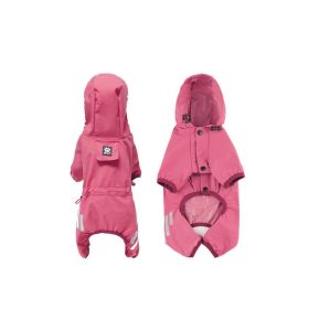 Dog raincoat all-inclusive four-legged waterproof poncho Teddy Bomei rainy pet clothes (Color: Red)