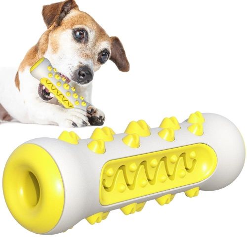 Dog Squeaky Toys for Aggressive Chewers, Tough Toothbrush Dog Chew Toy, Nearly Indestructible Rubber Toys for Pet Training, Teeth Cleaning