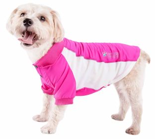 Pet Life Active 'Barko Pawlo' Relax-Stretch Wick-Proof Performance Dog Polo T-Shirt (Color: pink)
