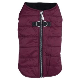 Zip-up Dog Puffer Vest (Color/Design: Burgundy)